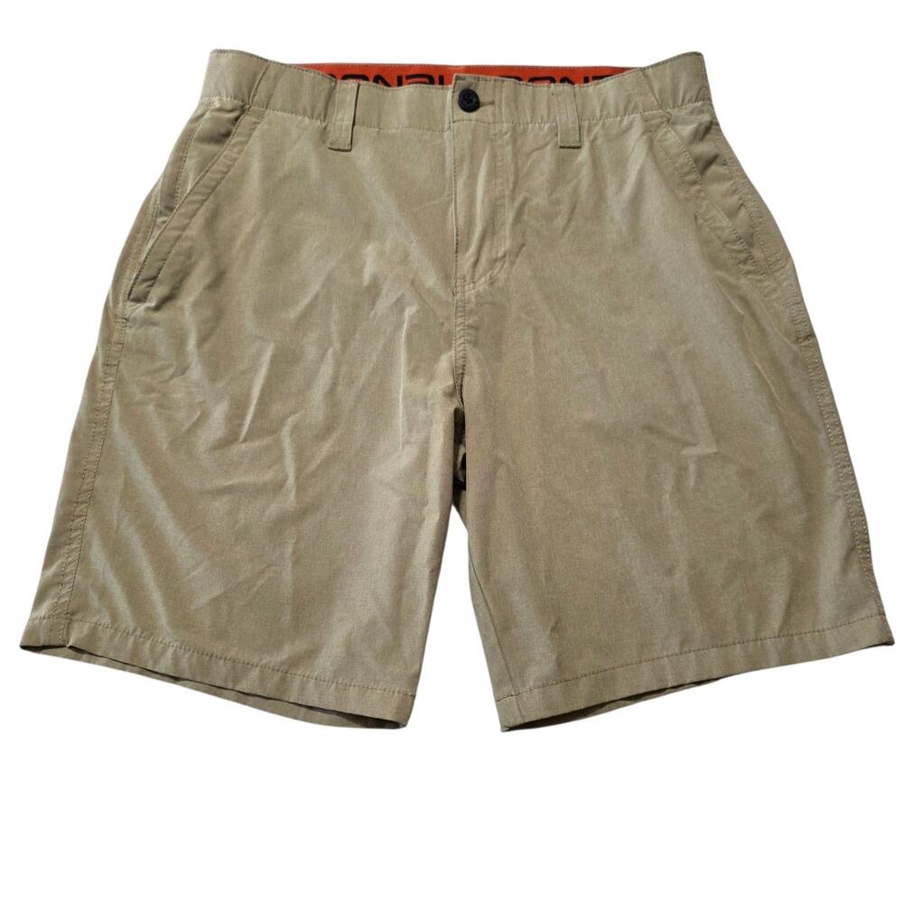 Denali Shorts Men 34 (9” Inseam) Khaki Hybrid Sleek Stretchy Golf Hike